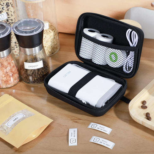 Genuine Case for P21 Label Maker, Compatible with Phomemo D30 D35 Label Maker, for NIIMBOT D11 D110, for JADENS/Memoking/SUPVAN, Box with Mesh Poc...