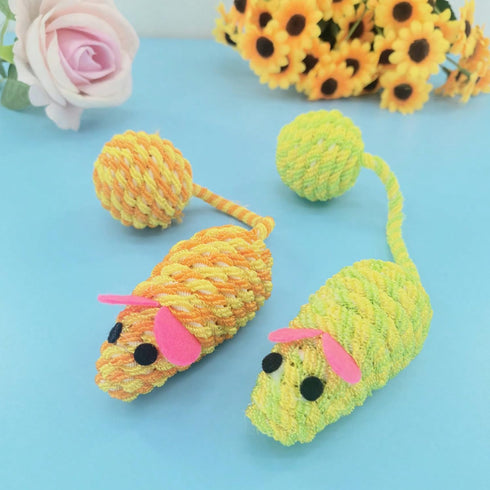 3Pcs Cat Mouse Toy Sounding Mouse and Cat Toy Mice Shape Kitten Toys for Indoor Cats Kittens Cat Chew Toy Interactive Squeaky Mouse Cat Ball Toy P...