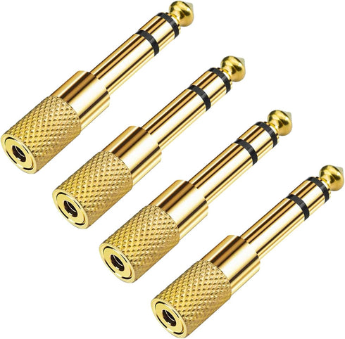 4pack 1/4 to 3.5mm Audio Adapter Quarter Inch to Headphone Jack Stereo 3.5mm Female Audio Jack Adapter Gold for Speaker Headphone Guitar......