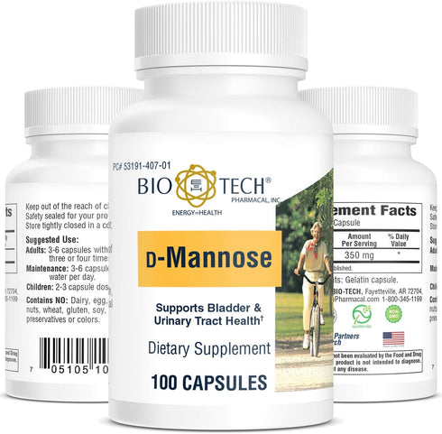 Bio-Tech Pharmacal D-Mannose, Supports Bladder and Urinary Tract Health (100 Count)...
