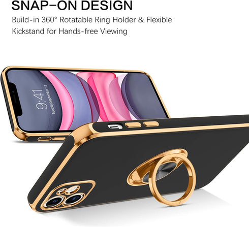 BENTOBEN iPhone 11 Case with 360° Ring Holder, Shockproof Slim Kickstand Magnetic Support Car Mount Women Men Non-Slip Protective Phone Case for i...
