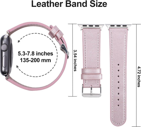 2 Pack Bands Compatible with Apple Watch Band 38mm 40mm 42mm 44mm 41mm 45mm for Men Women, Soft Leather Wristband Replacement Band Strap for iWatc...