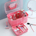 Kinsorcai 11'' Plastic Storage Box with Removable Tray, Multipurpose Organizer and Storage Case for Art Craft and Cosmetic (Pink)...