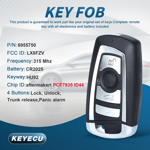 EWS Modified Flip Remote Key 4 Button for BMW X5 Z3 Z4 2001-2005 HU92 Blade...