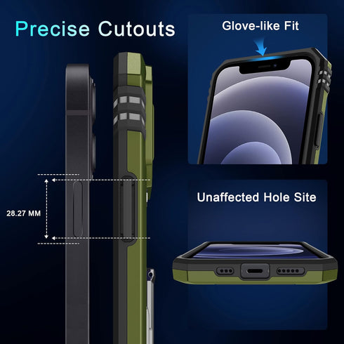 DEERLAMN for iPhone 12 Case,iPhone 12 Pro Case with Slide Camera Cover+Screen Protector(2 Packs),Rotated Ring Kickstand Military Grade Shockproof ...