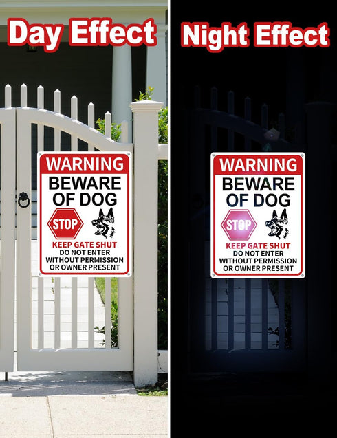 Beware of Dog Signs for Fence, 13"x9.9" Do Not Enter Sign, Reflective Tin Sign Great for Home Garden Fence Door Wall Decor...