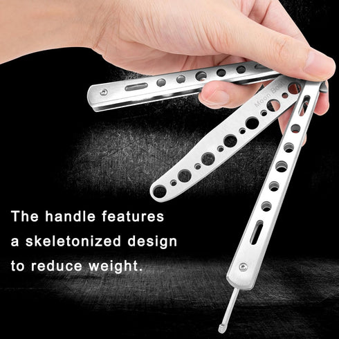 Moon Boat 2PCS Butterfly Knife Trainning Practice Comb Unsharpened Blade Black Silver...