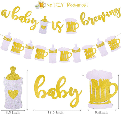 A Baby is Brewing Baby Shower Banner - Diaper Party Decor, Gender Reveal Party, Pregnancy Celebration - Pre-Strung...