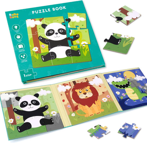Magnetic Puzzles for Kids Ages 3 4 5, Advanced Version 9-12-16 Piece Animal Wooden Jigsaw Puzzles Book for Toddlers, Travel Games, Preschool Educa...