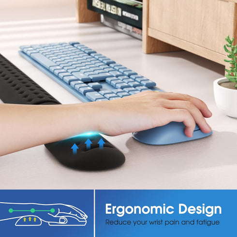 KTRIO Upgrade Memory Foam Keyboard Wrist Rest Set - Massage Holes Design Wrist Rest for Computer Keyboard - Ergonomic Keyboard Wrist Pad for Compu...