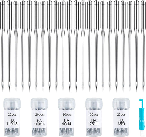 ilauke 100 PCS Sewing Machine Needles Universal Regular Point Needles for Singer Brother, Assorted Sizes HAX1 65/9, 75/11, 90/14, 100/16, 110/18 (...
