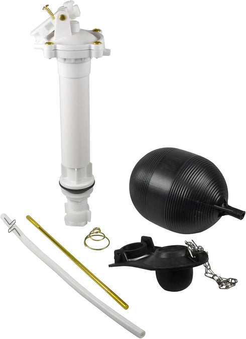 Danco 80816 Complete Toilet Repair Kit Fill Valve, Flapper, Rod, Float Replacement, White...