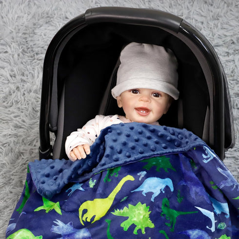 Super Soft Fleece Dinosaur Toddler Blanket with Dotted Backing, Multicolor Printed...