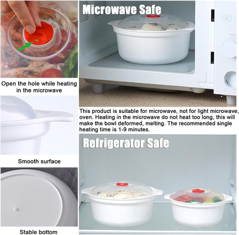 2 PCS Microwave Bowls with Lids Ramen Cooker Soup Bowls with Handls Microwave Dishes Microwave Noodle Cooker Microwave Cookware for Office, Colleg...