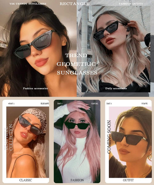 BOJOD Square Cat Eye Sunglasses For Women Fashion Vintage Trendy Cateye Sunglasses For women Black...