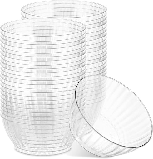 PLASTICPRO 50 Pack Small Plastic Bowls Crystal Like 6 oz Bowls Elegant Clear Plastic Bowls for Party and Occasions...