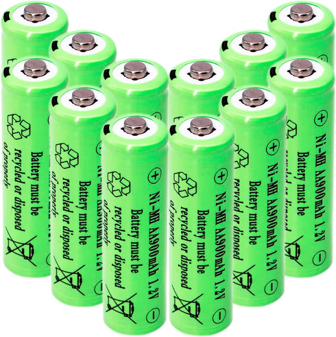 1.2v AA NIMH 900 mah Rechargeable Batteries, 12 Pack Double A Rechargeable Battery for Solar Lights, String Lights Pathway Lights,Mouse, Keyboard...