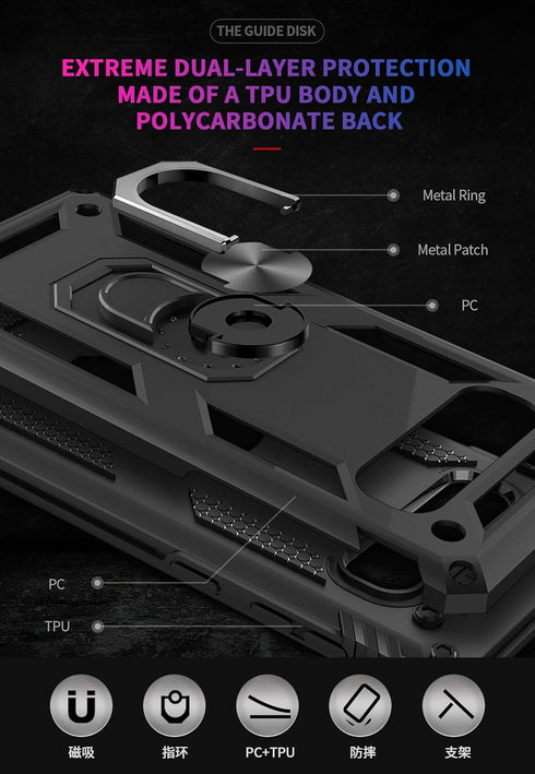 Androgate for Samsung Galaxy S10 Case with HD Screen Protectors, Military-Grade Metal Ring Holder Kickstand 15ft Drop Tested Shockproof Cover Case...