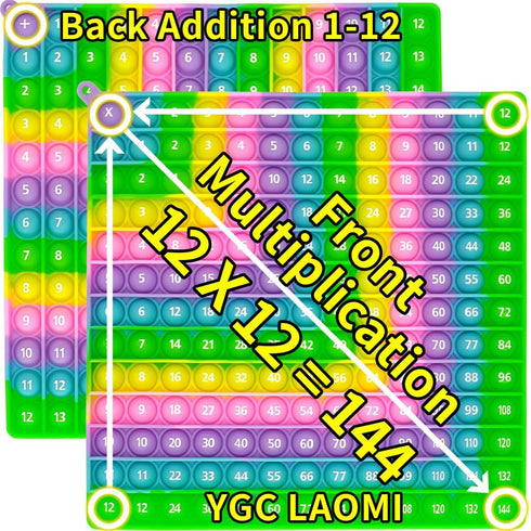 12X12 Multiplication Chart and Math 1-12 Addition Table Toys, Stress Relief Fidget Bubble Game Learning Toys, Making Learning More Fun and Easy to...