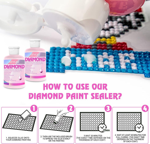 Diamond Painting Sealer Kits 240ML with Brushes, Diamond Art Sealer Puzzle Glue Diamond Painting Accessories and Tools,Diamond Painting Kits for A...
