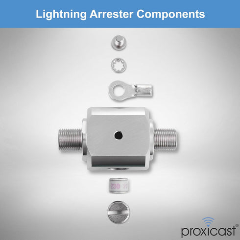 Proxicast Coaxial Lightning Arrester/Suppressor with 75 Ohm F Female Connectors - Pro-Grade Coax Cable Surge Protector for Television (TV) / Satel...