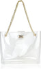 Multifunction Clear Chain Tote with Turn Lock Womens Shoulder Handbag...