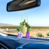Crochet Hanging Plant for Car Cute Crochet Hanging Basket Flower Ornament Accessories Rearview Mirrior Handmade Knitted Lovers Gifts (Purple Wiste...