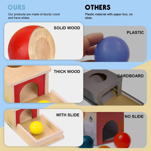 TOY Life Object Permanence Box with Tray and 3 Balls Montesorri Toys 6-12 Months Ball Drop Toy Box Wooden Baby Montessori Toys for Babies 6 to 12 ...