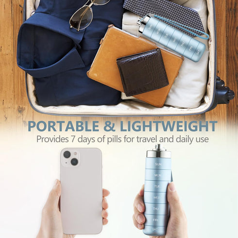 Mossime Metal Pill Organizer Weekly, Stackable Waterproof Travel Pill Box, Large Aluminum Alloy Pill Case Container, BPA Free 7 Day Daily Medicine...