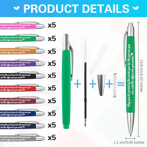 50 Pcs Inspirational Pen Bulk Motivational Ballpoint Pen Metal Black Ink Pen with Saying Encouraging Pen for Teacher Coworker Appreciation Gift Of...