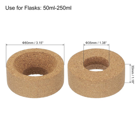 uxcell Lab Flask Support Cork Stand 80mm Diameter Round Bottom Holder for 50ml-250ml Flasks 4Pcs...