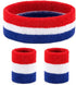 BEFORYOU 2 Sets Striped Sweatbands Set, 2 Pieces Sports Headband and 4 Pieces Wristbands, Colorful Striped American Flag Style for Men and Women...