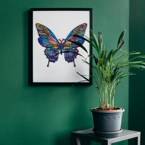 GLOBLELAND Wooden Jigsaw Puzzles for Adults 13x11inch 120Pcs Butterfly Jigsaw Puzzles Wood Adult Colorful Animals Shaped Jigsaw Puzzles for Birthd...