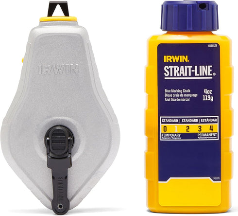 IRWIN Tools STRAIT-LINE Chalk Line, Classic Reel, Blue, 100ft (IWHT48441BC)...