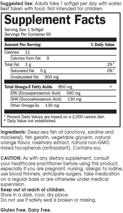 Garden of Life EPA/DHA Omega 3 Fish Oil - Minami Natural Brain Function, Heart and Mood Supplement, 60 Softgels...