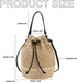 Straw Bucket Bag for Women, Summer Woven Beach Bag Drawstring Hobo Bucket Purses Handbag for Vacation...