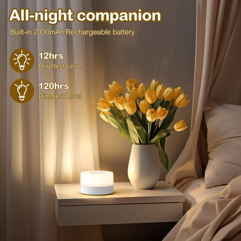 JUSHENG Baby Night Lights for Nursery, 3 Color Temperature Selectable & Dimmable, Rechargeable LED Bedside Lamps Touch Light for Nightstand, Breas...