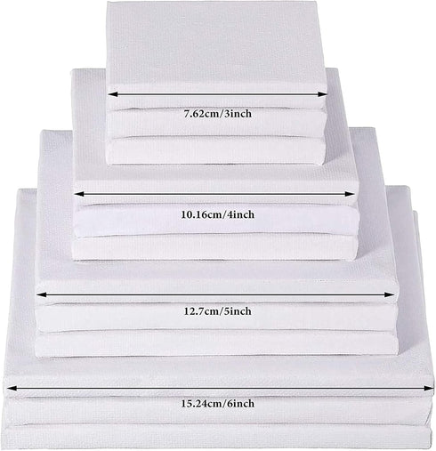Hestya 12 Pieces Assorted Size Mini Art Canvas Stretched for Craft Painting Drawing (3 Inches, 4 Inch, 5 Inch, 6 Inch)...