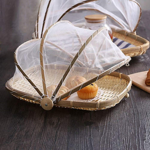 Food Serving Tent Basket - BESTCHANCEUS Hand Woven Bamboo Serving Basket Dustproof Bug Proof Mosquitoesor Vegetable Fruits Food Meals Rectangle 34...