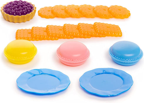 Toddler Food Toys Pretend Playset Colorful Dessert Playset with Realistic Cookies, Macarons, Pies, Cups, Ice Cream, Spoons and Large Tray for Boys...