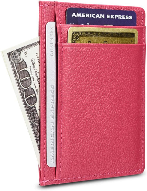 Unisex-Adult's Petite Credit Card Holder Leather Slim Minimalist Wallet, Rose, Classic...