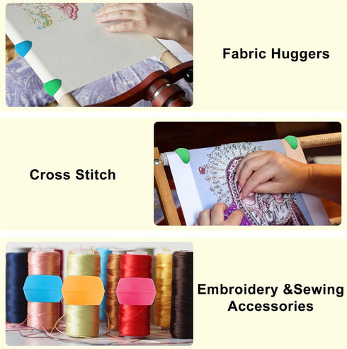 22 Pcs Fabric Huggers and Magnetic Fabric Clips for Cross Stitch, Silicone Thread Spool Huggers and Needle Minder Magnet for Embroidery and Quilti...