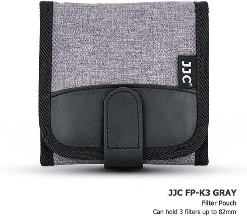 JJC Lens Filter Pouch Case for Circular Filter Up to 82mm (37mm 40.5mm 49mm 52mm 55mm 58mm 62mm 67mm 72mm 77mm), 3-Pocket Lens Filter Wallet Stora...