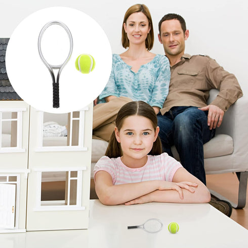 LIFKOME 1 Set Dollhouse Tennis Racket Miniature Tennis Racquet Kid Mini Tennis Toy Tool Toys Miniature Dollhouse Items Kidcraft Playset Mini House...