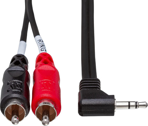 Hosa CMR-203R Right-angle 3.5 mm TRS to Dual RCAStereo Breakout Cable, 3 Feet...