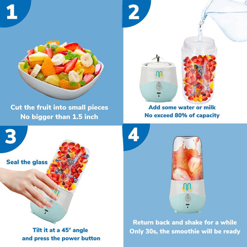 Portable blender. Rechargeable juicer cup. Individual hand blender for shakes, juices and smoothies. Baby food blender, Personal fresh juice blend...