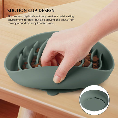 Coomazy Silicone Slow Feeder Dog Cat Bowls, Interactive Puzzle Toy for Pets Food Training, Keeps Dogs Cats Busy, Prevents Puppy Kitty Overeating (...