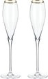 Viski Gold-Rimmed Crystal Champagne Flutes, Crystal Drinking Glasses, Stemmed Wine Martini Glass Set, Housewarming Wedding Wine Gift - Set of 2, 8...