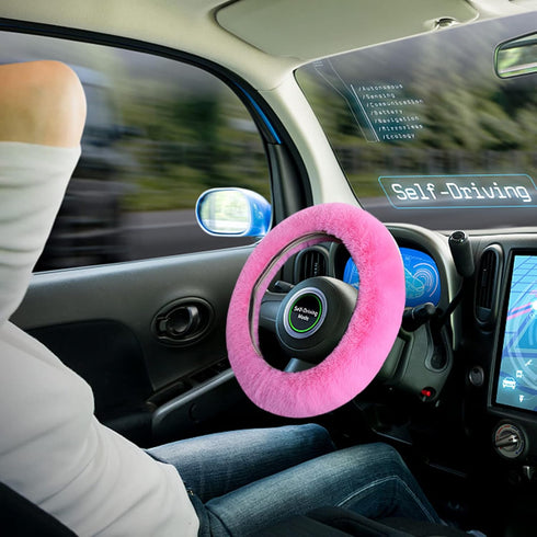 7PCS Set car Interior Aesthetic Accessories, Fluffy 15 inch Steering Wheel Cover, armrest pad, seat Belt Cover,Gear Shift Cover, Fit Girly car Acc...