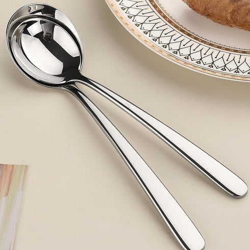 4-Piece Soup Spoons, 7.6Inch Round Stainless Steel Bouillon Spoons...